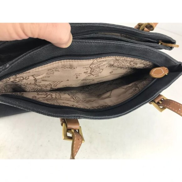 Boyt Womens Black Brown Jump Leather Zipper Pockets Adjustable Strap Tote Bag - Picture 8 of 12